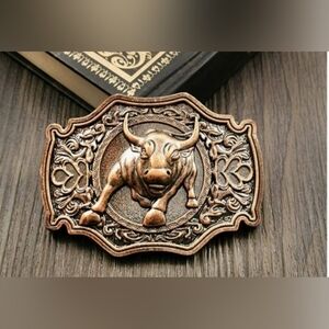 Western bull steer belt buckle Copper Color Other colors available
